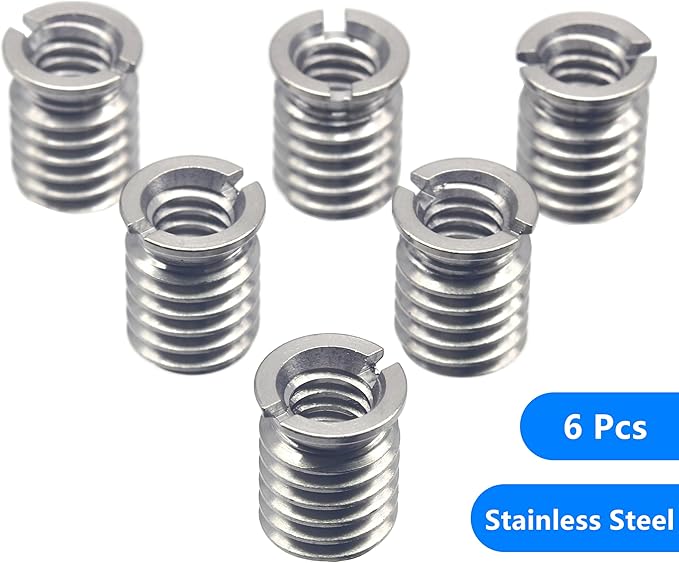 Stainless Steel 1/4"-20 Female to 3/8"-16 Male Convert Screw Adapter 6 Pieces 12.5mm Height