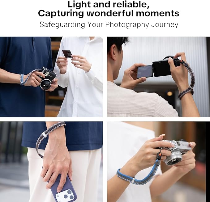 PGYTECH Camera Wrist Strap Slim Trendy Style, Adjustable Quick Release Anti-Drop Braided Rope Camera Hand Strap Holds 55.1lb for Fujifilm/Sony/Nikon/Canon Camera/Phone for Photographers,Twilight Black