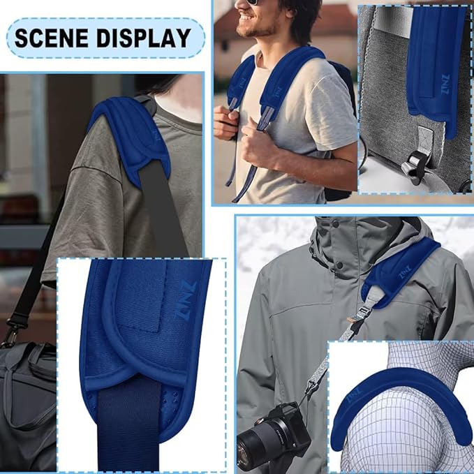 ZINZ 2-Pack Universal Shoulder Pad with Ultra thick Cushion for Bag Luggage Bag Crossbody, Plus Long & Anti-Slip & Breathable,Blue