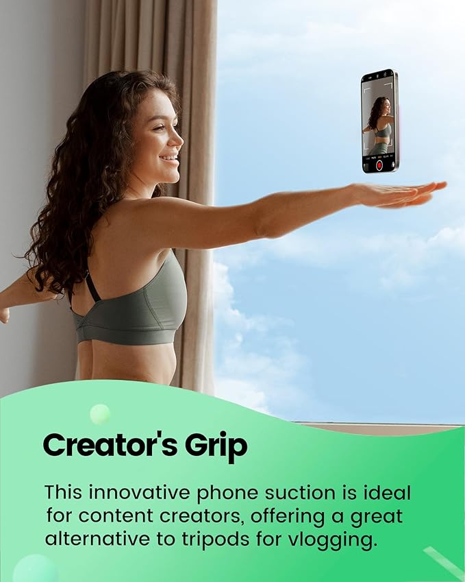 amBand Magnetic Sticky Phone Suction Grip for MagSafe, Removable for Wireless Charging, Durable Magnet Silicone Portable Mount Stand for iPhone 12 13 14 15 16 17, Hands-Free Video/Selfie, Cherry Red