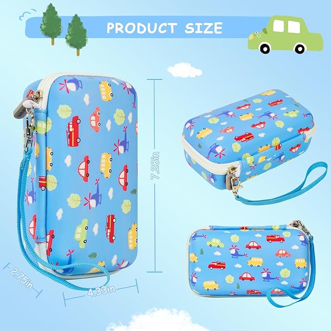 Case Compatible with DYLANTO for ESOXOFFORE for ETIKEZ for YTETCN for DUDUDRAGON Instant Print Camera, Kids Camera Storage for Accessories (Box Only) (Case and 3 Paper Rolls, Blue-Car)