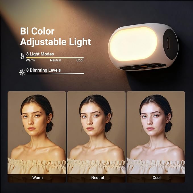 NEEWER Basics Magnetic Selfie Fill Light with Phone Clip/Cold Shoe Mount Compatible with DJI OSMO Mobile 7P 7 SE ZHIYUN Gimbal iPhone, CRI90+ 800mAh Small LED Camera Video Recording Lighting, NL40B