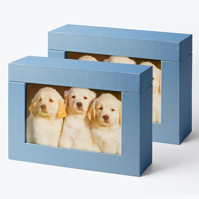 Aiuonenian Cardboard Photo Boxes For Pictures 5x7, Family Photos Storage Box Set, Photo Album Box, Small Photo Storage Box Archival For Couple Photos, Postcards Box(2pack)