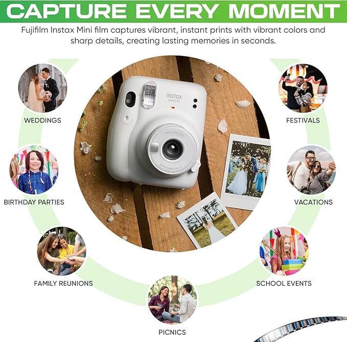 Fujifilm Instax Mini Instant Daylight Film for Instant Camera with USB and PixiBytes Microfiber Cleaning Cloth... (8 x Twin Packs + USB)