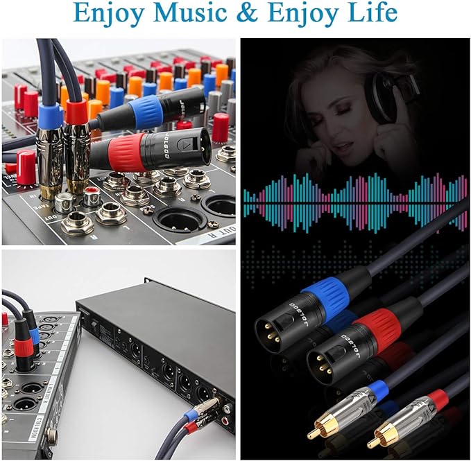 RCA to XLR Cable - Dual RCA to Dual XLR HiFi Audio Cable, 25 Feet, 4N OFC Wire, for Amplifier, Mixer, Microphone