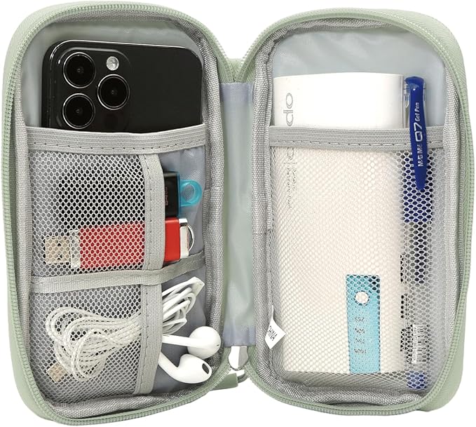 Small Cable Organizer Bag, Travel Cord Charger Organizer Case Waterproof Accessories Pouch, Electronic Carrying Case Bag for Cable, Cord, Charger, Phone, Power Bank, Earphone (Mint Green)