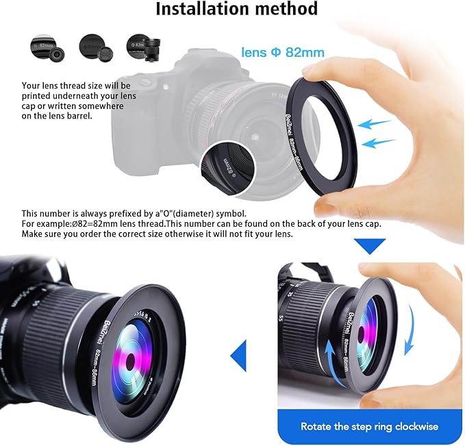 82mm to 86mm Camera Filters Ring,Filters Ring Compatiable All Brands Ø82mm Lens to Ø86mm Camera accessory.Made of CNC.