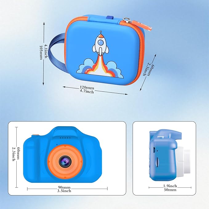 Camera Case for Seckton Upgrade Kids Selfie Camera, Case Compatible with Seckton/KOKODI/Dylanto/Goopow/Desuccus/DITUPAN/GKTZ/masterbee Digital Video Camera Toys Camcorder Storage Holder-Deep Blue