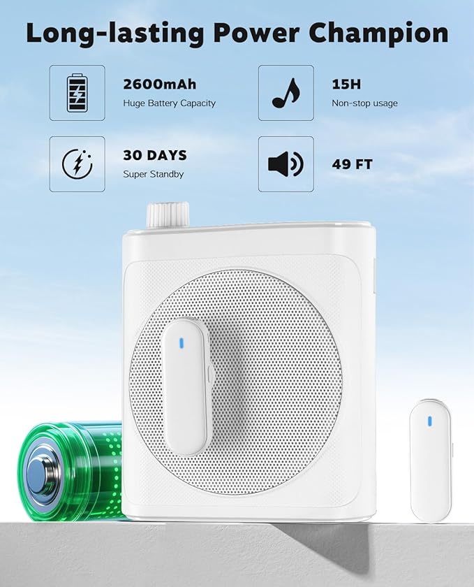 Tearstone Voice Amplifier for Teachers with Wireless Magnetic Lavalier Microphone, Bluetooth Portable Rechargeable Speaker, 2 Mics for Classroom, Meetings, Speeches, Outdoor (White)