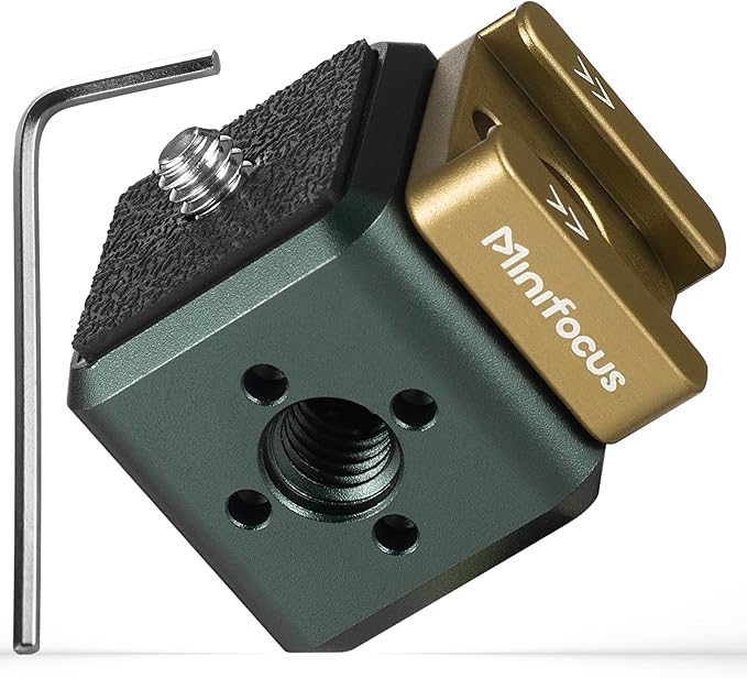 MINIFOCUS Multi-Hole Screws Adapter with Cold Shoe Mounts, Aluminum Thread Mounting Post/Block with 1/4'' & 3/8'' Thread Hole and Arri-locating Hole for Tripod, Magic Arm, Microphone, Camera Cage