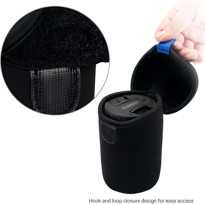 JJC Water Resistant Neoprene Camera Lens Pouch Case, Fold-Over Lens Bag for Mirrorless Lenses Up to 3.1 x 4.6 (D X H) for Canon RF 85mm f/2, Nikon Nikkor Z 85mm f/1.8, Sigma 16mm f/1.4 etc.