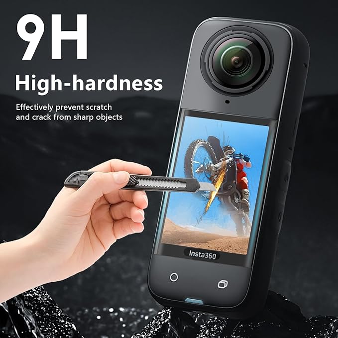 AMAZEAR Screen Protector for Insta360 X5 Accessories (2 Pack), Tempered Glass LCD Display Film Screen Protective Cover for Insta360 X4/Insta 360 X5, Ultra HD, 9H Hardness, Scratch Resistant