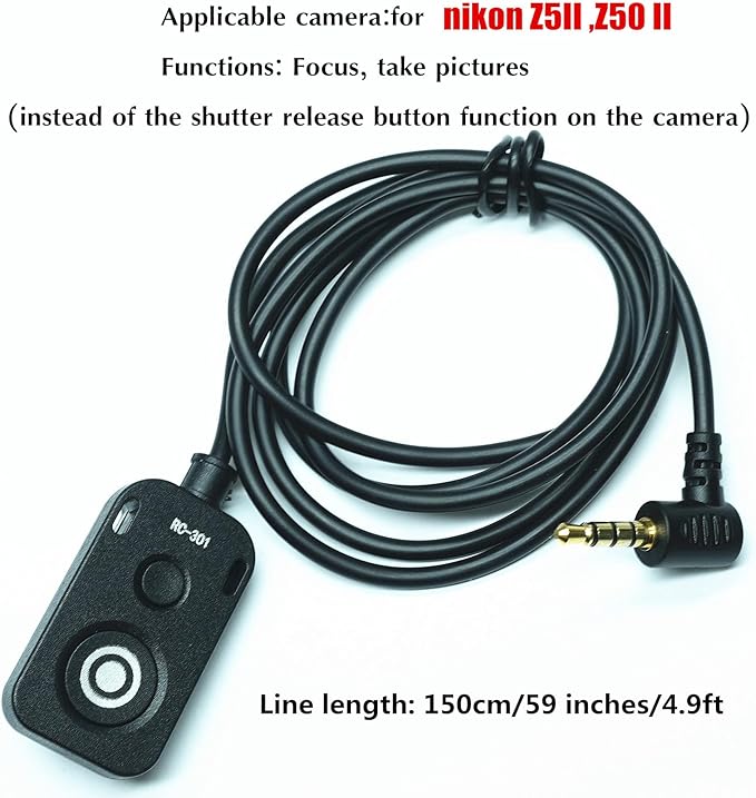 The RC301-DC3 Substitution for Nikon mc-dc3 Remote Release The 150cm/59in Small Remote Control of The Shutter Release Button Z5II/Z50 II/ZR Second-Generation Cameras z50ii /z5 ii (RC301-DC3)