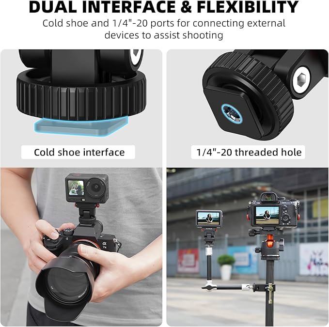 BRDRC Action 6 Cold Shoe Adapter Mount for DJI Osmo Action 6, Magnetic Quick Release Adapter for DJI Osmo Nano, 180° Tilt Adjustable & 1/4" Screw Hole Tripod for DSLR Photography Accessories
