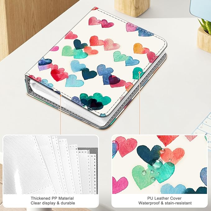 Fintie Instax Mini Photo Album Book for 2x3 Inch Films - 256 Pockets Small Albums for Fujifilm Instax Mini 12/11/99/40/EVO/SE/7+/LiPlay Instant Camera, Polaroid Pictures (Raining Hearts)