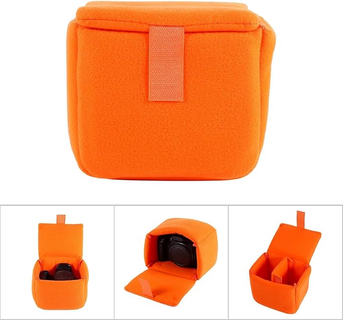 Keenso Camera Insert, DLSR Camera Bag Insert Pad Travel Padded Camera Shockproof Insert Camera Case Bag Accessory for Photographing (Orange)