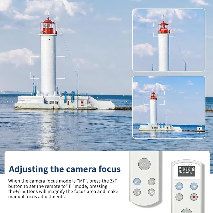 Camera Rechargeable Shutter Release for Sony, AODELAN Wireless Remote Control Zoom Focus Record Compatible with Sony ZV-E10,ZV-1F,ZV-1,A6400,A6700,A7C,A7III,A9,A9 II,DSC-RX0 II,Replace RMT-P1BT(White)