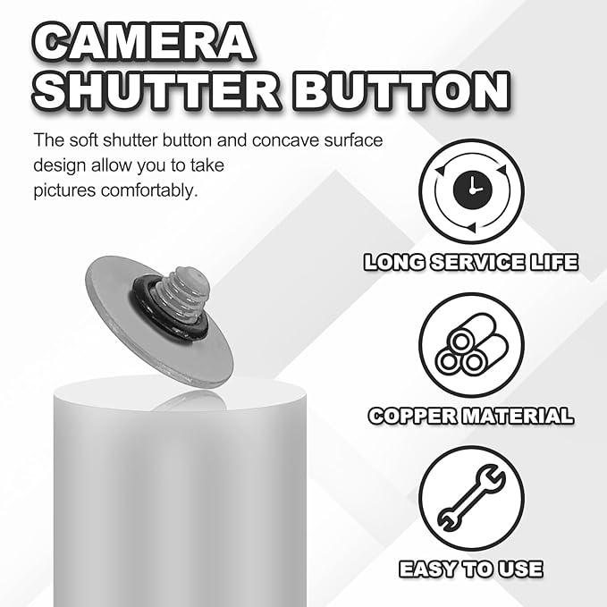 PATIKIL Camera Shutter Button, 2 Pack 10mm Convex Surface Shutter Release Buttons Pure Copper Camera Button for Nikon for Fujifilm for Leica DSLR/SLR, Gray