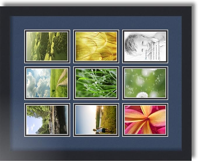 Art to Frames Double-Multimat-1045-837/89-FRBW26079 Collage Photo Frame Double Mat with 9-3.5x5 Openings and Satin Black Frame