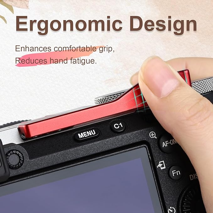 Haoge Thumb Hand Grip for Sony α7Cii A7CR Camera Accessories Red Metal Hot Shoe Thumb Up Rest Hand Grip THB-S7CR-R