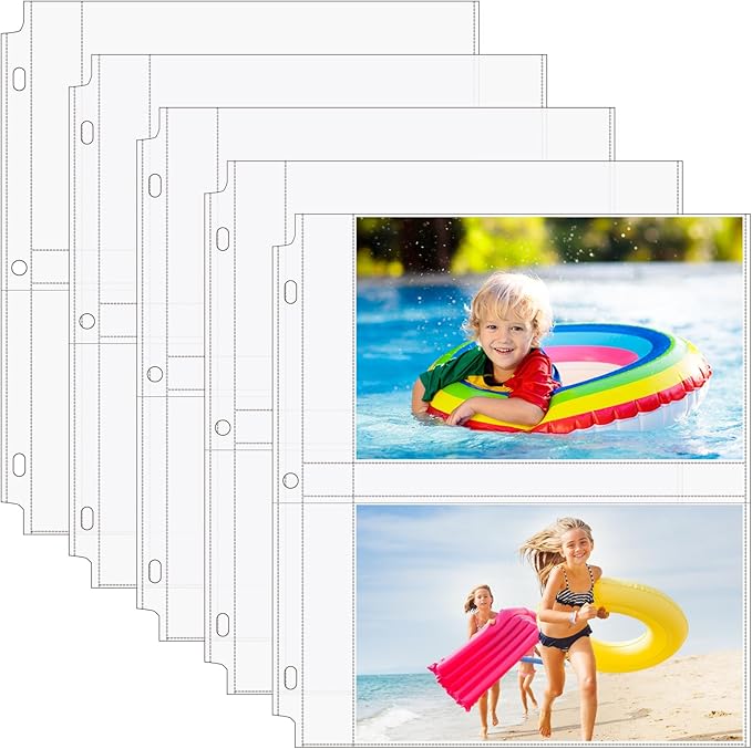 MaxGear60 Pack 5x7 Photo Sleeves for 3 Ring Binder (240 Pictures), Heavy-Duty Archival Page Protectors, 2-Pocket Clear Photo Album Refill Pages, Plastic Seed Binder Pages 8.5x11, Acid-Free