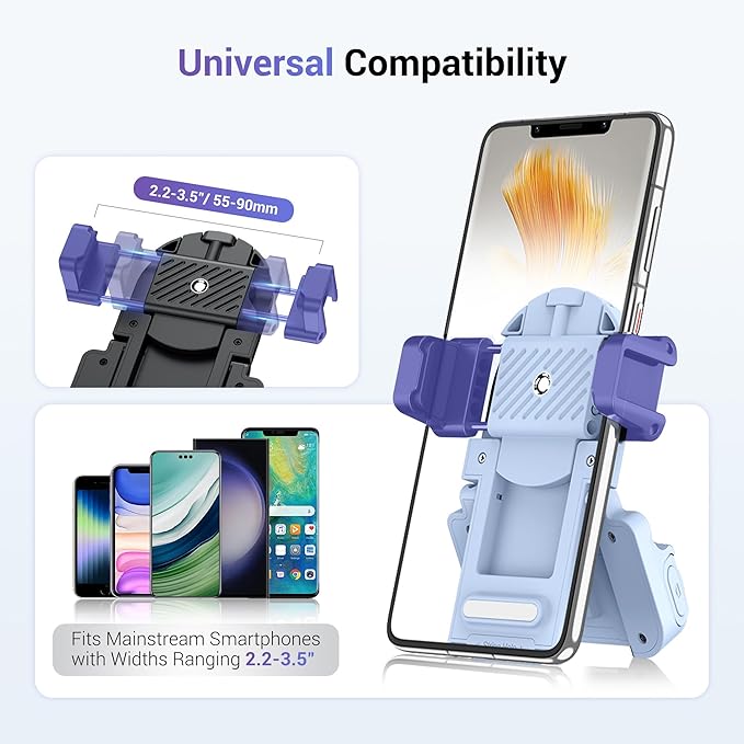 Phone Camera Grip Smartphone Photography Shooting Clip with Tripod Mount & Detachable Wireless Shutter Remote Control, Phone Selfie Grip Handle Stand for iPhone Samsung Android Phone Vlog Video Blue