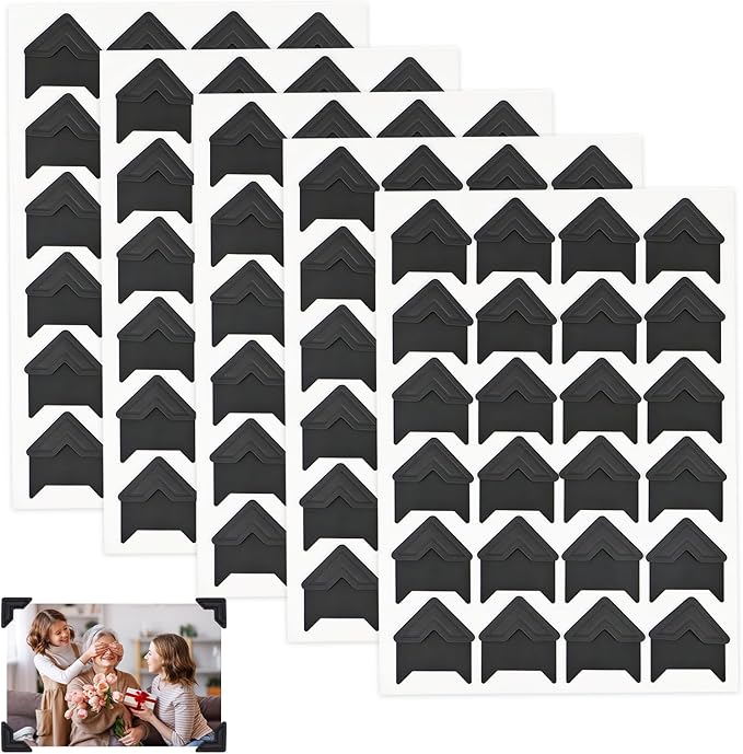 Photo Corners Self Adhesive,120 PCS Self-Adhesive Photo Corners,Scrapbooking Photo Mounting Corners, Black Photo Mounting Corners for DIY Scrapbook