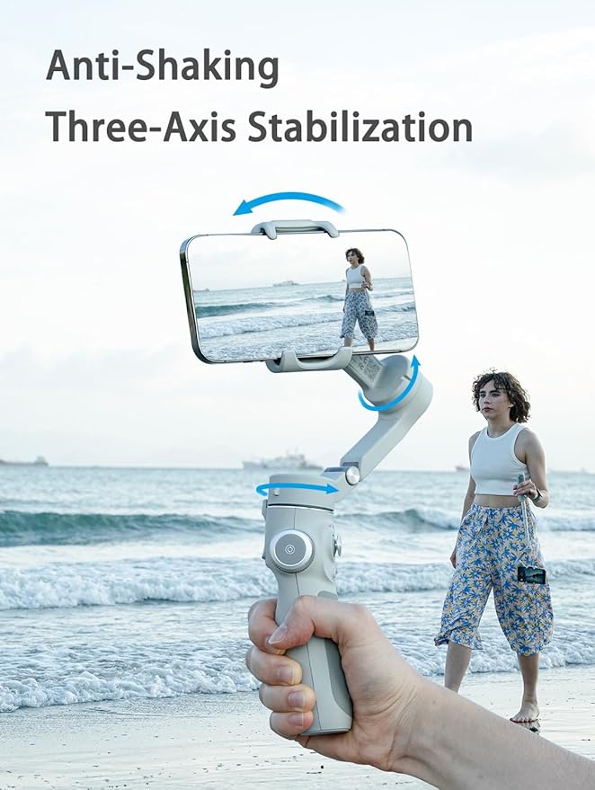 FeiyuTech VB4 Kit 3-Axis Smartphone Gimbal–Built-in 8.5" Extension Rod, AI Face Tracking&Fill Light, Carrying Case for for iPhone,Samsung Galaxy, Google Pixel Series, Motorola – Payload 9.2 oz