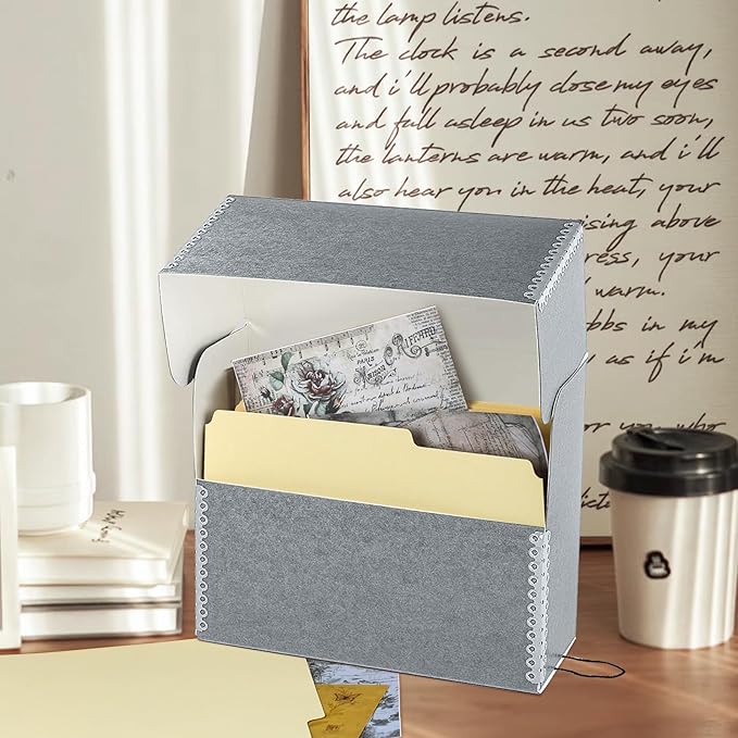 Lineco Archival Document Storage Box with Metal Edge, Acid-Free Gray Boxboard, Organize and Store Files, Prints, Photos, Jumbo-Sized Case 15.5" x 12.5" x 5" Wide