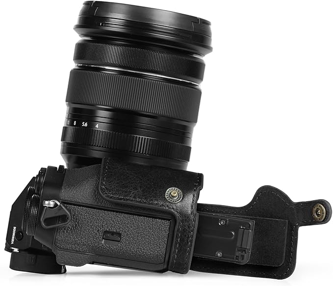 MegaGear Ever Ready Genuine Leather Camera Case Compatible with Fujifilm X-T5 (16-80mm)(Black)