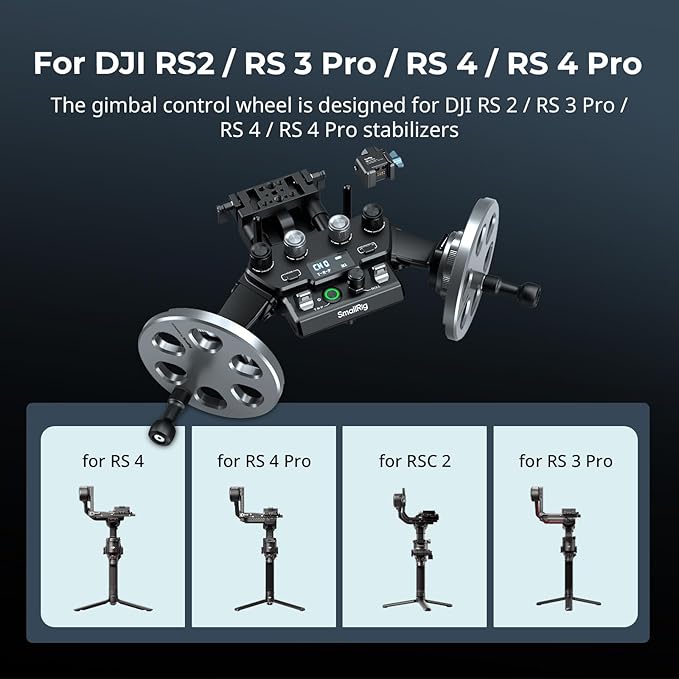 SmallRig Gimbal Control Wheels for DJI RS2 / RS 3 Pro/RS 4 / RS 4 Pro | Intuitive Control | Adjustable Damping | Dual Power Supply, for Heavy Duty Tripod - 4525
