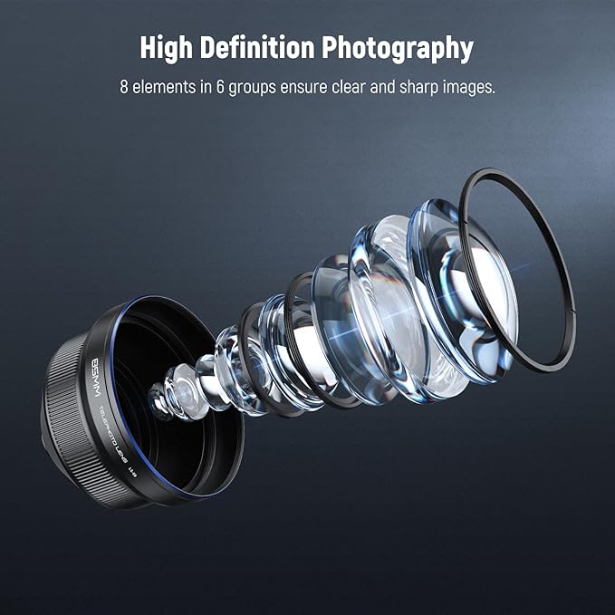 NEEWER Telephoto Lens HD 85mm Phone Only Back Plate 17mm, 2.5X Magnification Compatible with SmallRig NEEWER Cage for iPhone Samsung with 17mm Adapter & Lens Cap, LS-59