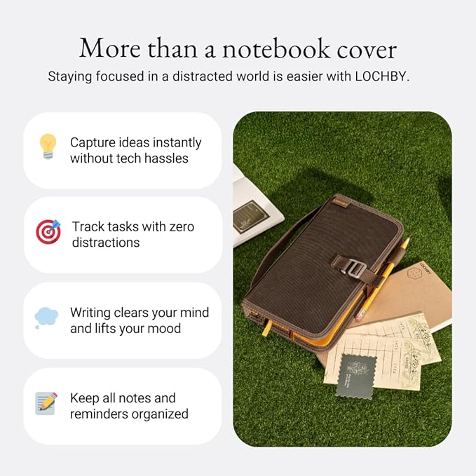 LOCHBY® Voyager Journal | Water Resistant Waxed Canvas | Pen Loop | Included Tomoe River Notebook | Perfect for Travel, Art, Bullet Journal