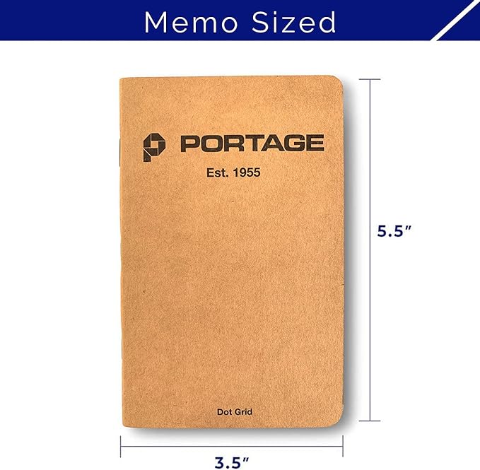Portage Small Dot Grid Notebook- 6 Notepads for Field Notes, Dot Grid Small Sketch Book, Pocket Notebook Journal for Taking Notes in the Field – 3.5 x 5.5 Inches, 64 Pages, (Pack of 6)