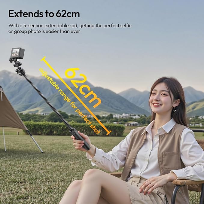 ULANZI MT90 Action Camera Tripod Stand Vlog Handle Grip with Cka Quick Release w Ballhead w Cold Shoe, Camera Desktop Tripod for GoPro Hero, Insta360, DJI Osmo Pocket/Action/360, Small Cameras