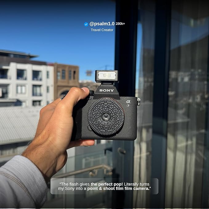 Retropia Retro Flash Pro | Compact Universal Flash Mount for The Iconic Vintage Disposable-Camera Pop | 4 Power Levels, USB-C Rechargeable, Pocket-Sized, 375 Flashes per Charge, 3-Second Recycle Time