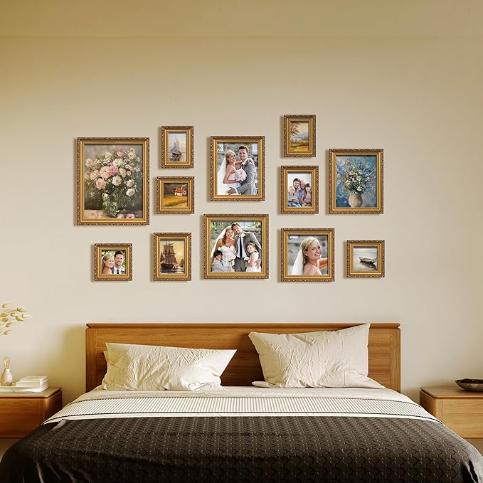 6×8 Picture Frame Gold - Picture Frames for Wall Hanging And Tabletop Display, Ornate Photo Frame for Poster,Vintage Frames,with Durable Plexiglass