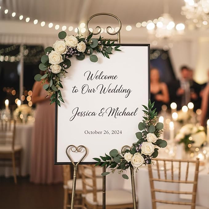 56" Extra Large Adjustable Vintage Floor Easel Stand with Chain Support, Heavy Duty Metal Foldable Display Easel for Wedding Signs Mirrors & Art