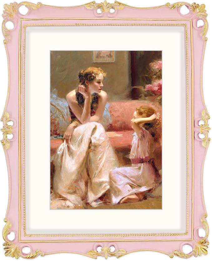 SIMON'S SHOP 11x14 Picture Frame Matted to 8x10, Vintage Poster Frames for Gallery Wall Display, Pink Photo Frames 11x14 with Mat, Antique Home Décor