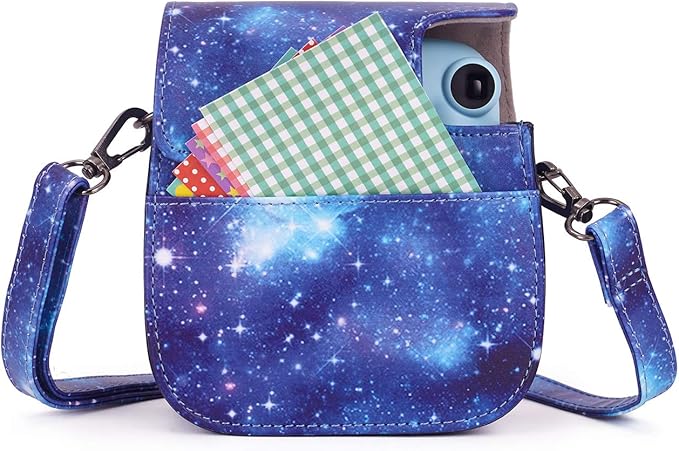 Phetium Instant mini 12 Camera Protective Case Compatible with Instax Mini 12 11,PU Leather Bag with Pocket and Adjustable Shoulder Strap (Starry Purple)