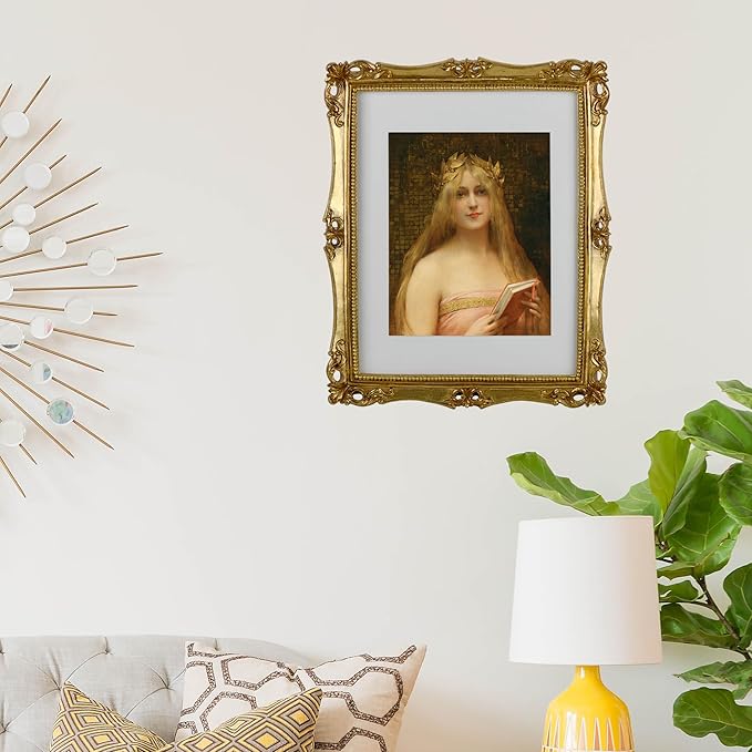Funerom 11x14 Vintage Picture Frames with Glass Front, Ornate Frame, Antique Photo Frames for Wall Hanging Gold