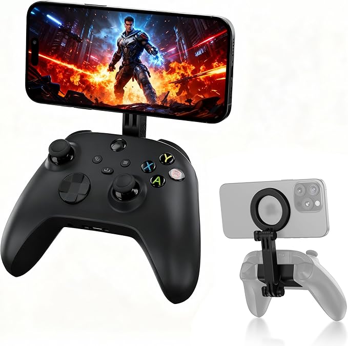 KIWIFOTOS Magnetic Phone Mount for Xbox Wireless Gaming Controller (2025) Phone Stand Holder for iPhone 17 16 15 14 Samsung Pixel Smartphone