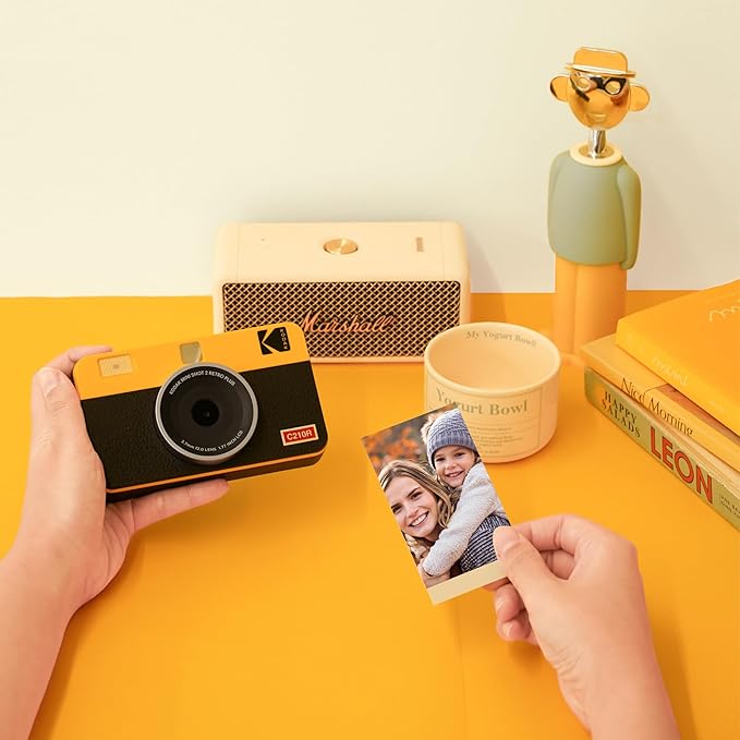 Kodak Mini Shot 2 Retro 4PASS 2-in-1 Instant Digital Camera and Photo Printer (2.1x3.4 inches) + 8 Sheets, White