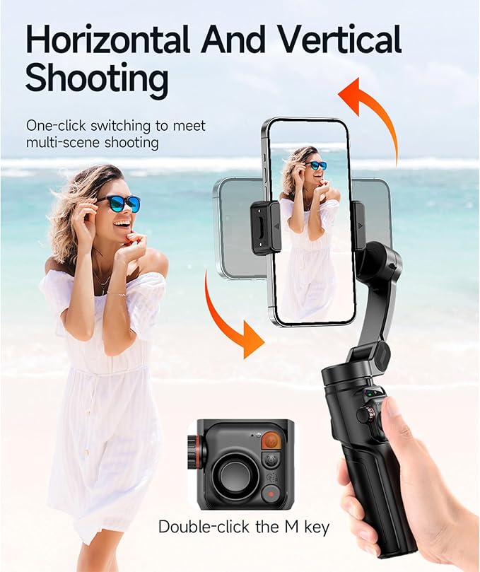 3-Axis Phone Gimbal Stabilizer for iPhone and Android with Magnetic Fill Light, Foldable Handheld Smartphone Gimbal with Extension Rod, 6H Battery, Portable Video Stabilizer for Travel Vlogging