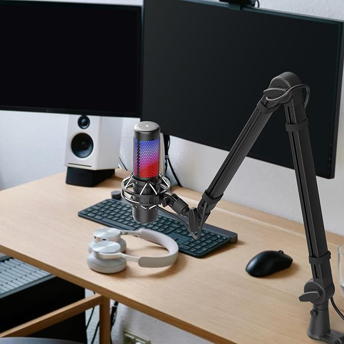 Mic Arm, Premium Microphone Boom Arm with Cable Management, 360°Rotatable Boom Arm, Mic Boom Arm for Streaming, Gaming, Podcasts, Home Office, Recording