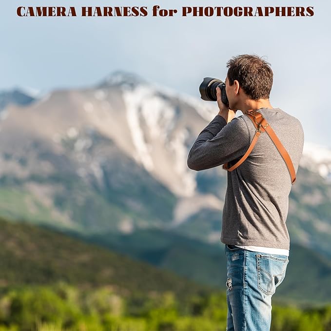 Leather Camera Harness for 1 Camera,Single Camera Strap for Photographers,Camera Shoulder Strap Quick Release DSLR