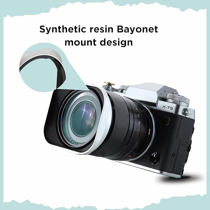 Haoge Silver Metal Square Lens Hood for Fujifilm XF33mm F1.4 R WR Lens, Fujinon XF 16-50mm,Fuji XF 23mm f/1.4 R LM WR Lens Hood Shade Bayonet Mount