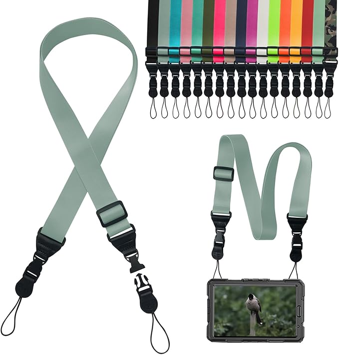 Adjustable Shoulder Strap:Comfortable iPad Strap Nylon Neck Lanyard for iPad/Samsung Tablet Case,Camera Binocular Crossbody Laptop Luggage Bag(Grey)