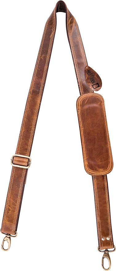 Bag Strap Replacement - Genuine Leather 57" Adjustable Shoulder Strap for Messenger, Laptop, Camera, Travel Bags