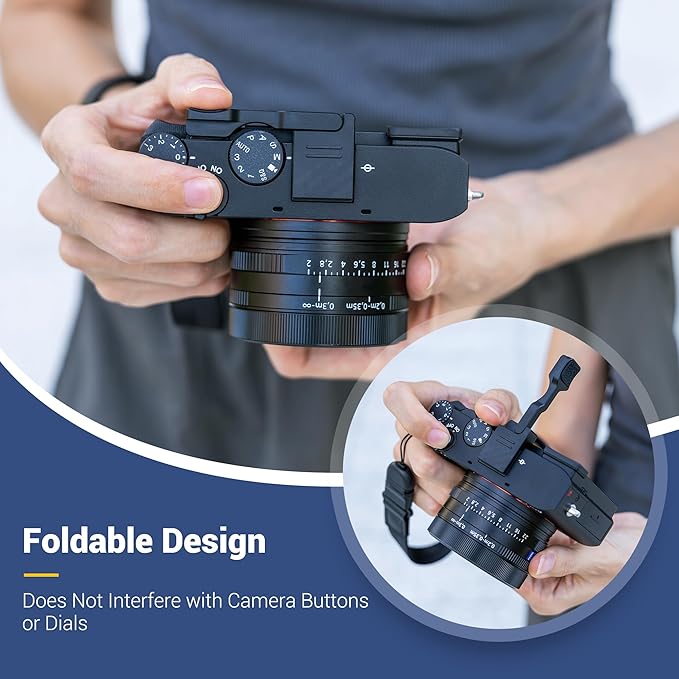 JJC TG-2 Metal Thumb Grip for Sony RX1R III RX1RIII RX1R3 Digital Camera, Foldable Hot Shoe Thumb Rest Support Grip Accessories for Stable and Safe Hand Hold, Not Affect The Use of Camera Buttons